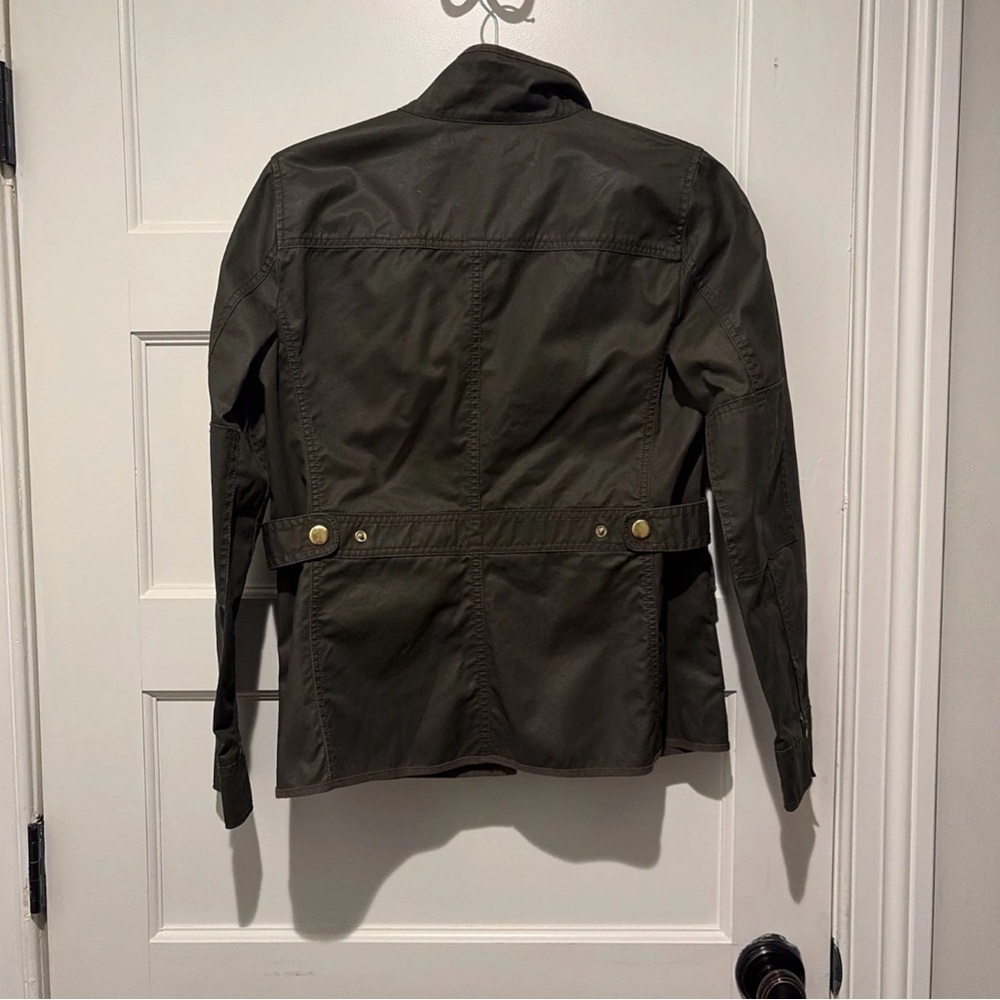 J.Crew Olive Green waxed Utility Jacket with gold Accents - Picture 4 of 4